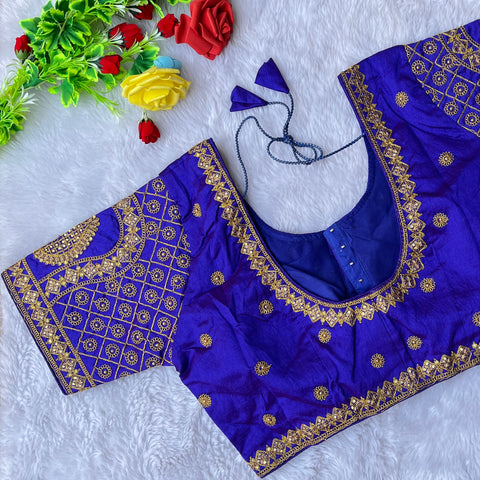 Designer Purple Color Silk Embroidered Blouse For Wedding & Party Wear (Design 1292)