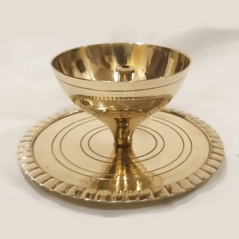 Brass Diya, Brass Ethnic Indian Set, Oil Diya Lamp, Handmade Lamp, Brass Diya Set for Home Temple (Design 61)