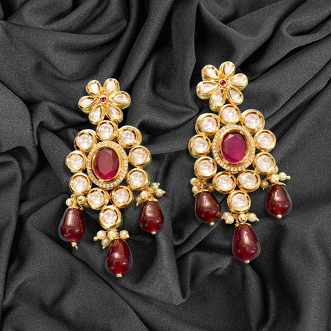 Gold Plated Kundan Earrings (E 378)
