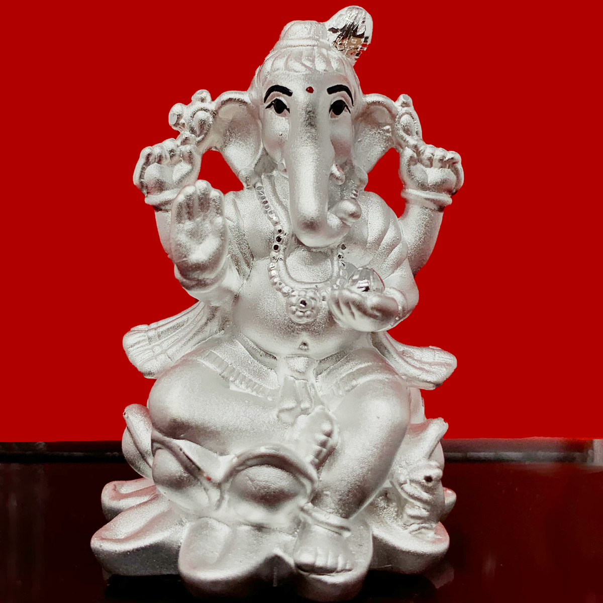 999 Pure Silver Ganesha Idol in Rectangular Base– PAAIE