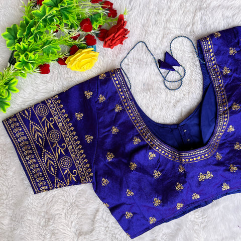 Designer Purple Color Silk Embroidered Blouse For Wedding & Party Wear (Design 1311)