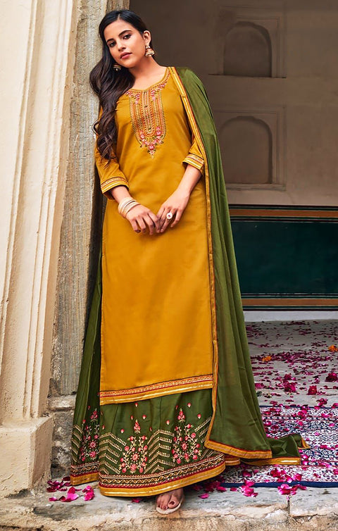 Vibrant Yellow Color Designer Suit with Dupatta Modern Style in Jam Silk (K758)