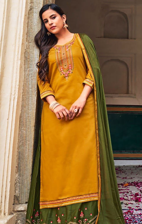 Vibrant Yellow Color Designer Suit with Dupatta Modern Style in Jam Silk (K758)