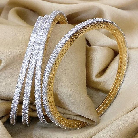 American Diamond Pair of Bangles in Gold Tone - PAAIE