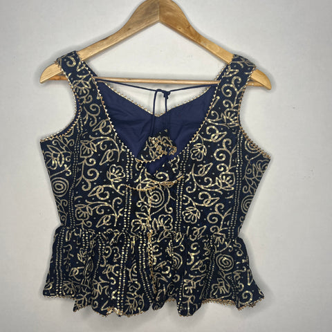 Trendy Navy Blue & Designer Rayon Blouse For Wedding & Party Wear (D1383)