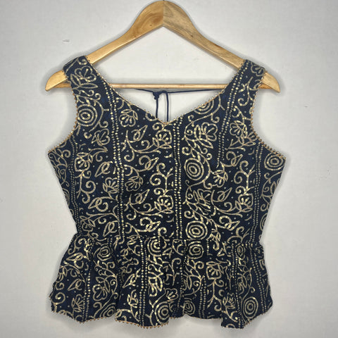 Trendy Navy Blue & Designer Rayon Blouse For Wedding & Party Wear (D1383)