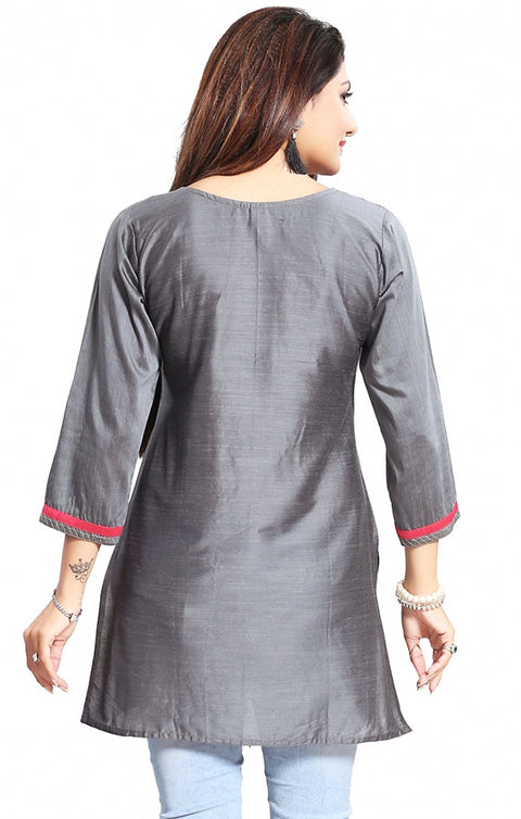 Charming Gray Color Indian Ethnic Kurti For Casual Wear (K497)