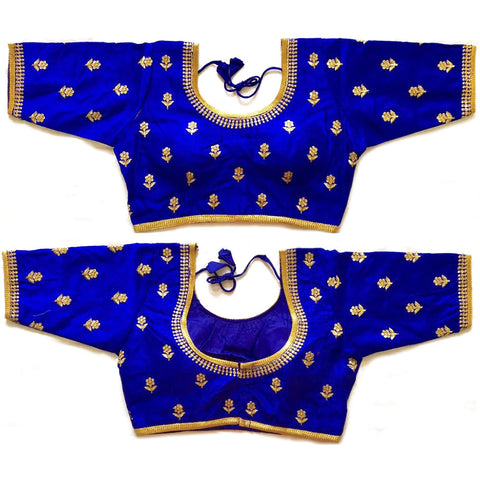 Fantastic Royal Blue Color Designer Silk Embroidered Blouse For Wedding & Party Wear - PAAIE