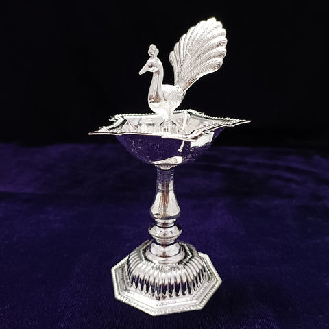 925 Silver Peacock Long Diya (Design 42) - PAAIE