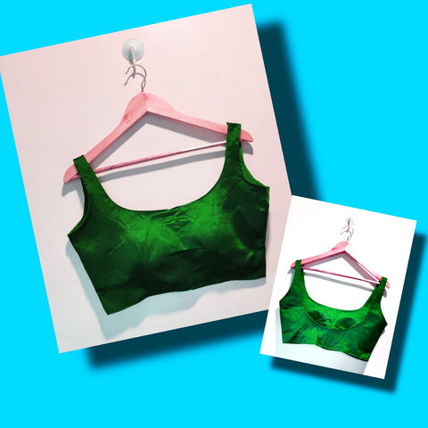 Emerald Green Silk Fabric Blouse For Regular & Casual Wear (Design 255) - PAAIE