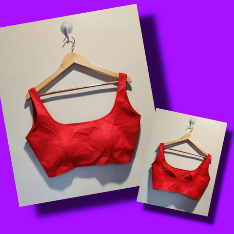 Pretty Red Silk Fabric Blouse For Regular & Casual Wear (Design 256) - PAAIE