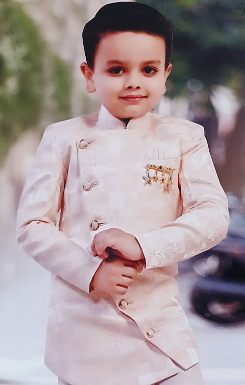 Boys' Sherwani & Pant in Pink/White Color - PAAIE