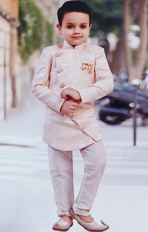 Boys' Sherwani & Pant in Pink/White Color - PAAIE
