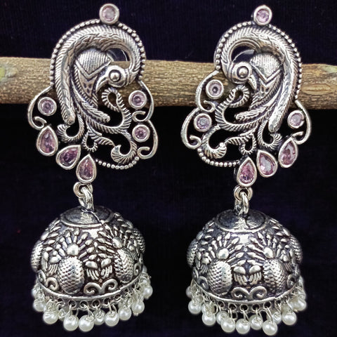 Traditional Style Oxidized Earrings with Stone for Casual Party (E94) - PAAIE