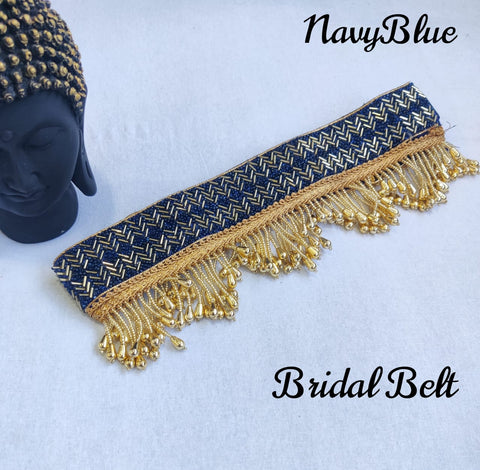 Navy Blue Color Kamarband Bridal Belt / Sari Belt For Women With Embroidery (B16)