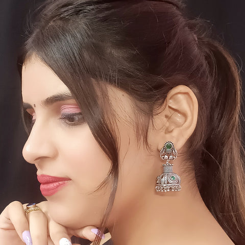 Traditional Style Oxidized Earrings With Beads for Casual Party (E593)