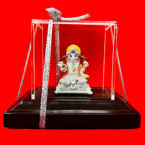 999 Pure Silver Designer Ganesha in Rectangular Base - PAAIE