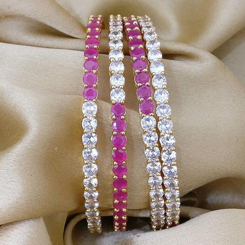 Unique American Diamond and Semi-precious Ruby Bangles - PAAIE