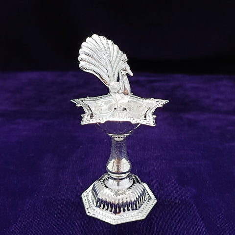 925 Silver Peacock Long Diya (Design 42) - PAAIE