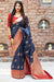 Banarasi Silk Designer Dark Royal Blue Color Saree - PAAIE