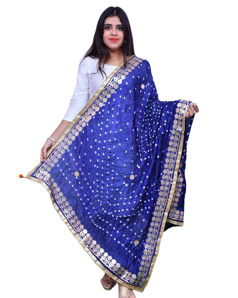 Fashionable Women's Navy Blue Bandhej Dupatta/Chunni For Casual, Party (D25)