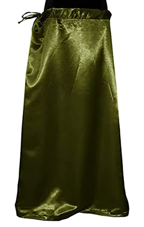 Readymade Petticoats in Olive Green Color for Saree (Satin)