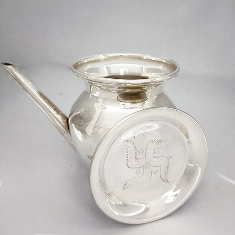 925 Sterling Silver Designer Karwa Puja Kalash, Fabulous Silver Utensils with Nozzles for Karwa Chauth (Small) - PAAIE