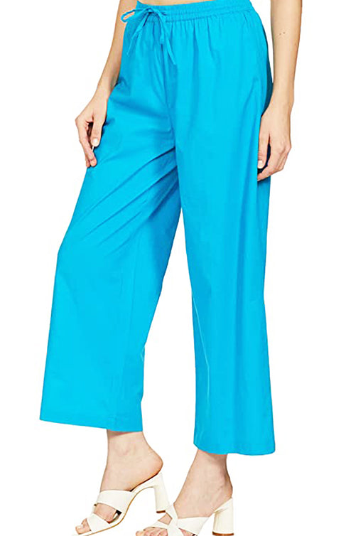 Designer Sky Blue Rayon Plazzo for Womens and Girls (D32)