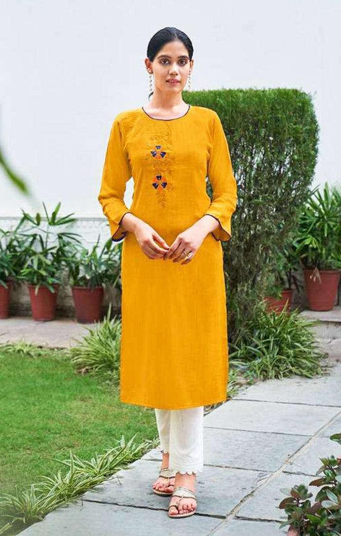 Buy Yellow Chanderi Embroidered Dori Jacket V Neck Kurta Set For Women by  Chandbari Online at Aza Fashions.