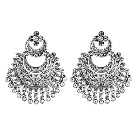Chandbali Style Oxidized German Silver Earrings - PAAIE