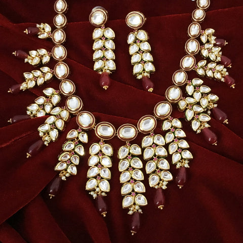 Gold Plated Bridal Premium Kundan Set (Design 74) - PAAIE