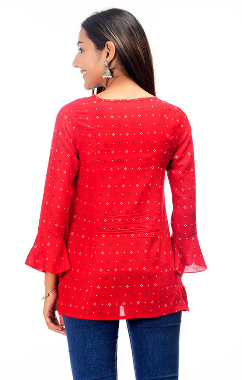 Magnificent Mahroon Color Indian Ethnic Short Kurti For Casual Wear (K344) - PAAIE