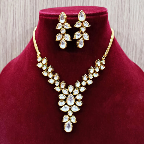 Designer Gold Plated Royal Kundan Necklace with Earrings (D285)