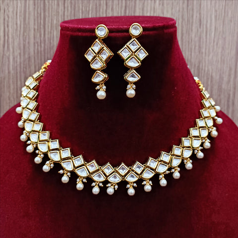 Designer Gold Plated Two Layer Royal Kundan Necklace with Earrings (D276)