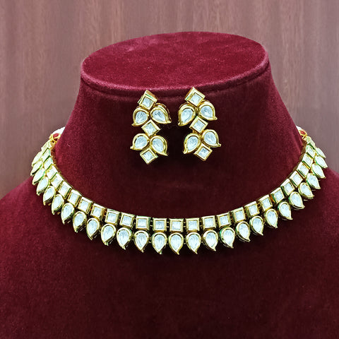 Designer Gold Plated Two Layer Royal Kundan Necklace with Earrings (D238)
