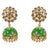 Green Dangle Jhumki with White Floral Design - PAAIE
