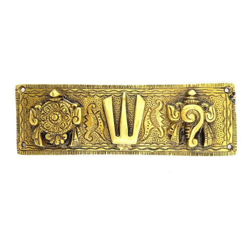 Brass Shankh Chakra Namah Wall Hanging, Brass Wall Decor, Indian Home Decor, Wall Hangings, Indian Handicrafts, Brass Indian Decor (Design 41)
