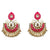 Designer Punch Pink Semi-Circle Golden Earrings - PAAIE