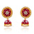 Red Floral Large Studs and Jhumki - PAAIE
