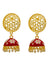 Red Large Jhumki in Intricate Studs - PAAIE