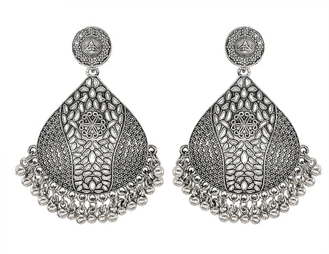 Oxidized German Silver Earrings in Triangular Shape - PAAIE
