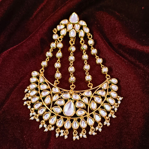 Designer Gold Plated Royal Kundan Jhumar Passa for Bridal (D16)