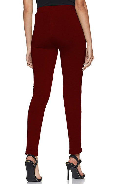 Ultra Soft Burgundy Color Hosiery Churidar Solid Leggings for Womens and Girls (D30)