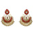 Designer Garnet Red Semi-Circle Golden Earrings - PAAIE