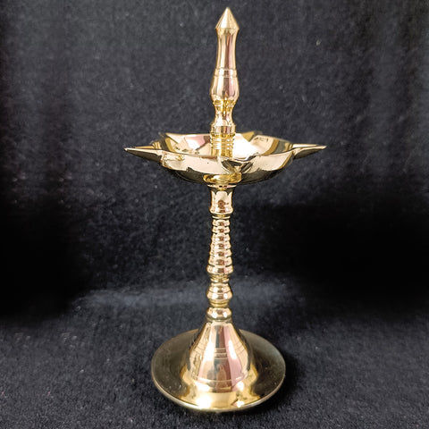 Brass Panchmukhi Diya, Brass Ethnic Indian Set, Oil Diya Lamp, Handmade Lamp, Brass Diya Set for Home Temple (Design 63)