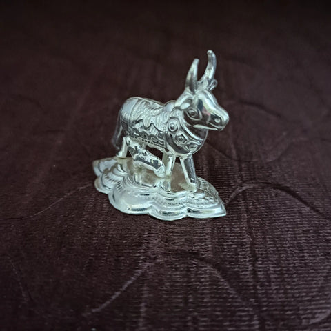 925 Pure Silver Cow & Calf for Luck, Prosperity, Health (D11)