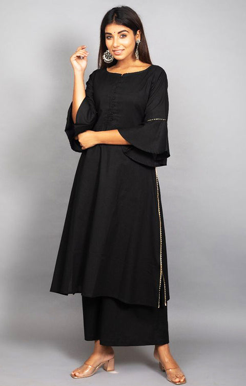 Gorgeous Black Designer Suit and Plazzo For Ethnic Wear (K338) - PAAIE