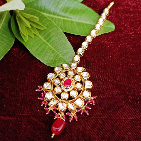 Designer Gold Plated Royal Kundan Mangtikka for Bridal (D25)