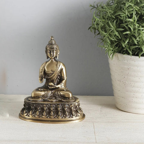 Brass Budda Meditation Showpiece, Home Decor Items, Brass Buddha Statue, Home Decor Accessories (Design 56)