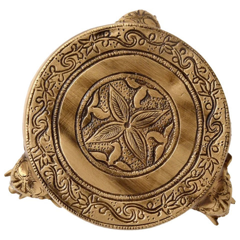 Brass Elephant Pillars Design Pooja Chowki, Brass Pooja Chowki for Home Temple, Chowki for God (Design 49)